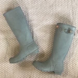 Grey blue hunter boots
